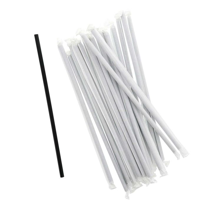 Giant Straws - 10.25 Wrapped Black - 1,200 Per Case