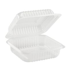 PP Plastic, 7" x 7", Hinged Containers, 1 Compartment (250 Per Case)