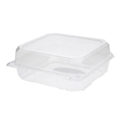 PET Plastic, 8" x 8", Hinged Containers, 1 Compartment (250 Per Case)