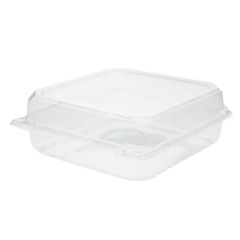 PET Plastic, 9" x 9", Hinged Containers, 1 Compartment (200 Per Case)