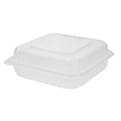 Lg PP Plastic Vented, 9" x 9" Hinged Lid Containers,1 Compartment (200 Per Case) 