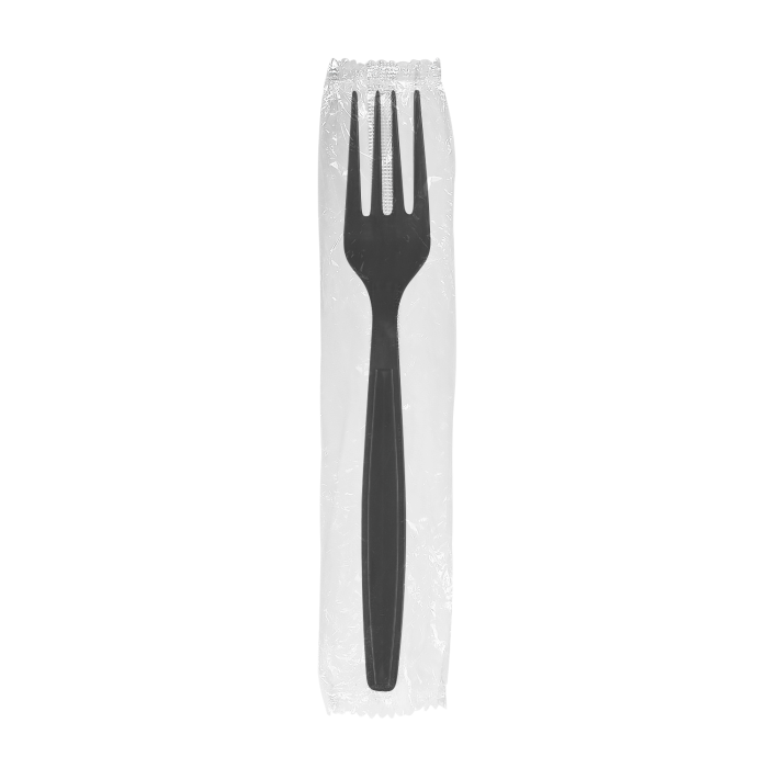 Individually Wrapped Black Polypropylene Forks Case of 1000 AmerCare Heavy Weight 