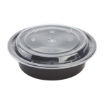 Container, 16 oz. Round, Black Base/Clear Lid Combo (150 Containers)