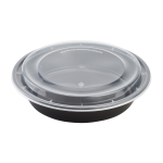 Container, 48 oz. Round, Black Base/Clear Lid Combo (150 Containers)