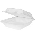 Med Molded Fiber Hinged, 8" x 8", Bagasse Containers (200 Per Case)