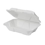Molded Fiber Hinged, 1 Compartment, 9" x 6", Bagasse Containers (200 Per Case) 