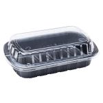 Container, 22 oz. Half Slab Rib To Go Container, Black Base Clear Lid Combo (100 Containers)