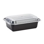 Container, 24 oz. Rectangle, Black Base/Clear Lid Combo (150 Containers)