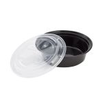 Container, 32 oz. Round, Black Base/Clear Lid Combo (150 Containers)