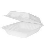 Med Molded Fiber Hinged, 1 Compartment, 8" x 8", Bagasse Containers, (200 Per Case)