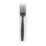 Fork, Wrapped, Black, Extra Heavy Weight Polystyrene (1,000 Forks)