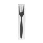 Fork, Wrapped, Black, Extra Heavy Weight Polypropylene, "Unbreakable" (1,000 Forks)