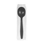 Soup Spoon, Wrapped, Black Extra Heavy Weight Polypropylene, "Unbreakable" (1,000 Soup Spoons)