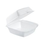 Foam Hinged 6" Sandwich, White, 5.81" x 5.69" x 3.13", (500 Containers)
