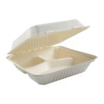 Large Molded Fiber, 3 Compartment, Hinged Lid Containers (200 Containers)
