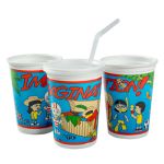 Kid's Cups Combo, Imagination Theme, 12 oz Thermoformed Cup w/disposable lid (250 Cups/Lids/Wrapped Straws)
