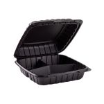 Lg Mineral Filled, 3 Compartment, 9" x 9", Hinged Lid Containers (120 Per Case)