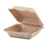 Lg Molded Fiber, 1 Compartment, 9" x 9", Hinged Lid Containers (200 Per Case) 
