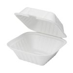 6" Sandwich Molded Fiber, 6" x 6", Hinged Lid Containers (500 Per Case)