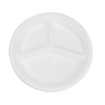 10" 3-Section Round Plate, Compostable Bagasse (500 Plates)