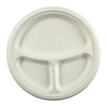 Molded Fiber Plates, 10" 3-Section Round Plate, Heavy Compostable, (500 Plates) Go Green!
