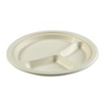 Molded Fiber Plates, 9" 3-Section Round Plate, Heavy Compostable, (500 Plates) Go Green!
