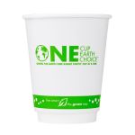 PLA Insulated Hot Cups, 8 oz. Compostable, One Cup, One Earth (500 Cups) 