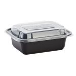 Container, 12 oz. Rectangle, Black Base/Clear Lid Combo (150 Containers)