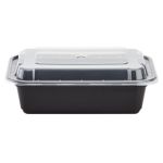 Container, 24 oz. Rectangle, Black Base/Clear Lid Combo (150 Containers)