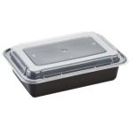 Container, 38 oz. Rectangle, Black Base/Clear Lid Combo (150 Containers)