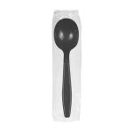 Soup Spoon, Wrapped, Black Extra Heavy Weight Polypropylene (1,000 Soup Spoons)