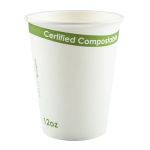 White, PLA Lined Hot Cups, 12 oz. Compostable (1,000 Cups)

