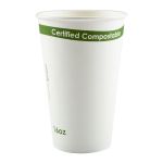 White, PLA Lined Hot Cups, 16 oz. Compostable (1,000 Cups)
